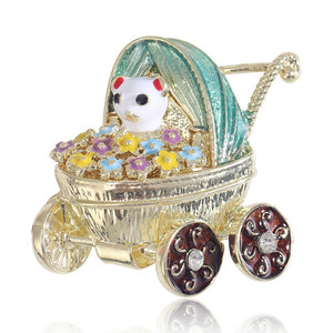 Alloy Enamel Baby Carriage Bear Brooch Pin For Clothing Decoration