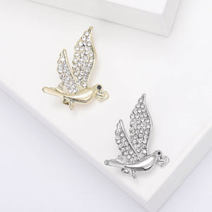 Alloy Rhinestone Dove Brooch Pin For Coats And Clothing Accessories