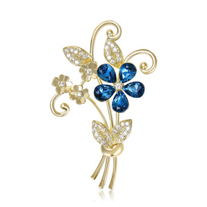 Copper Zircon Bouquet Brooch Pin For Elegant Suits And Dresses