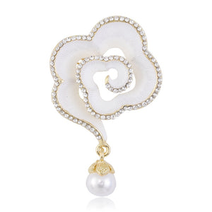 Alloy Camellia Flower Brooch Pin For Elegant Coat And Suit Accessories