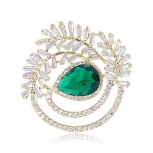 Alloy Zircon Olive Branch Brooch Pin For Elegant Coat Decoration