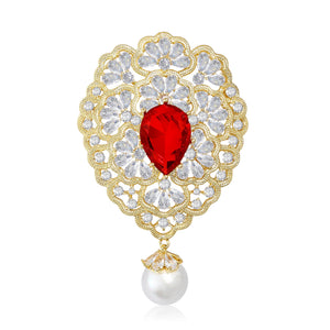 Copper Zircon Hollow Palace Brooch Pin For Winter Coats