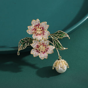 Alloy Zircon Flower Brooch Pin For Suits And Coats