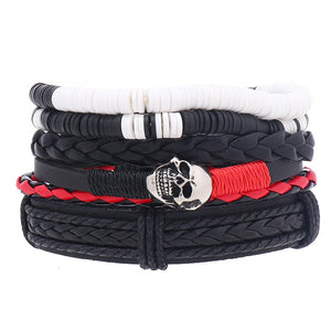 Simple Handmade Braided Bohemian Leather Wristband DIY 4 Piece Bracelet Set For Accessories