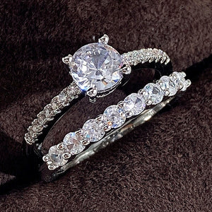 Fashion Minimalist AAA Zircon Two Piece Couple Rings For Women, Cross Border Popular Matching Rings