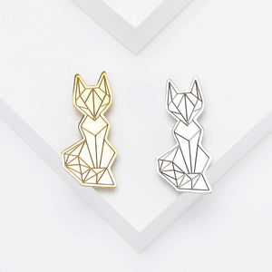 Stainless Steel Gold Fox Brooch Pin For Fashion Apparel