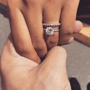 Luxury European Fashion Couple Rings, Simple Love Theme Simulated Wedding Matching Ring Set