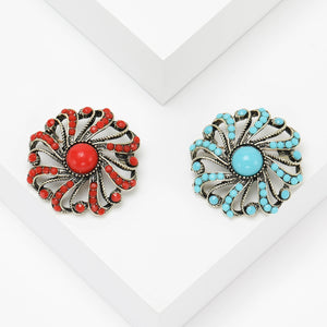 Alloy Rhinestone Bohemian Brooch Vintage Women Clothing Lapel Pin