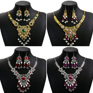 Luxury Vintage Palace Style Geometric Flower Tassel Alloy Rhinestone Crystal Pearl Drop Dangle Earrings