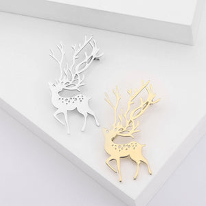 Stainless Steel Polished Deer Brooch Pin For Animal Clothing Decoration
