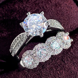 Sparkling Luxury Couple Rings, European American Sweet Matching Bands For Valentine's Day Gift