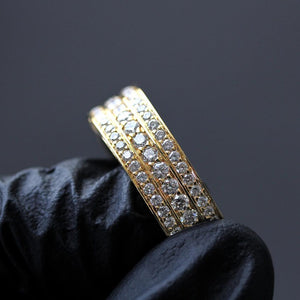 Luxury Unisex Three Row Full Pave Zircon Ring Status Symbol High End Men's Finger Ring