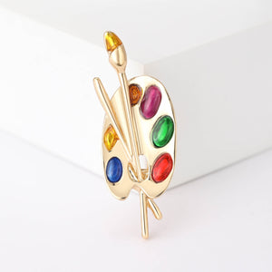 Creative Alloy Enamel Paint Palette Brooch Pin For Art Lovers