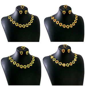 European Vintage Court Style Heart Jewelry Set With Statement Ring And Luxury Banquet Necklace
