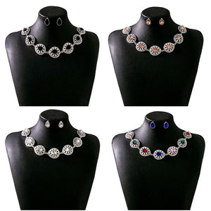 Luxury Teardrop Alloy Rhinestone Crystal Drops For Women, Elegant Colorful Banquet Statement Earrings