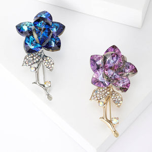 Alloy Crystal Rhinestone Rose Brooch For Elegant Suit Decoration