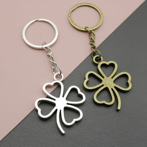 Zinc Alloy Four Leaf Clover Keychain Bag Charm Gift