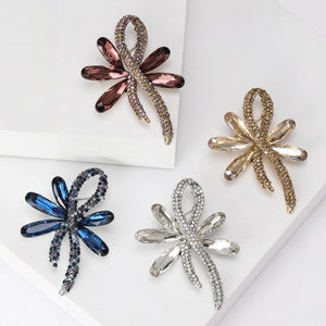 Fashion Alloy Rhinestone Bow Brooch For Womens Garment Decoration