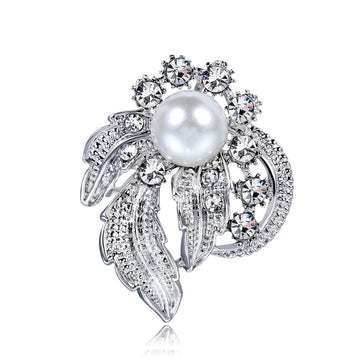 Silver Tone Flower Metal Brooch Pin 2.5 x 3.5 cm for Jackets and Lapels