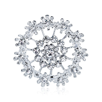 Front product view of the flower brooch pin in silver