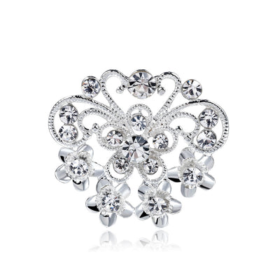 Front product view of the butterfly brooch pin in silver