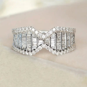 Trendy Style Bowknot Pave T Shape Zircon Ring Geometric Design Fashion Finger Ring