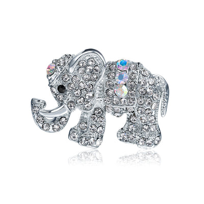 Front product view of the elephant brooch pin in silver
