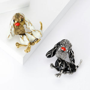 Alloy Enamel Long Ear Dog Brooch Pin For Dresses And Suits