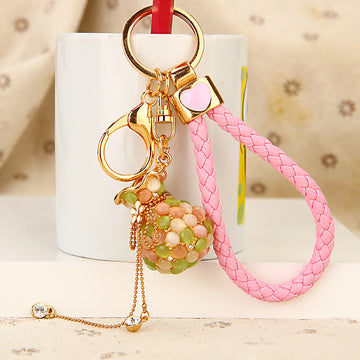 Beaded Fortune Pouch Keychains With Braided Wrist Straps in Four Colors