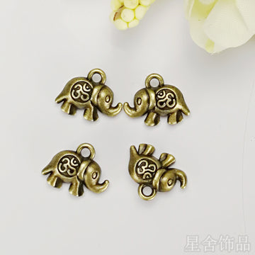 Vintage Metal Tiny Elephant Pendant in Multiple Finish Options for Jewelry Making