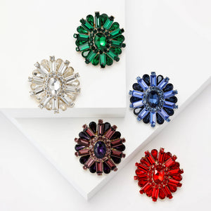 Alloy Crystal Flower Brooch For Women's Dress And Suit Decoration