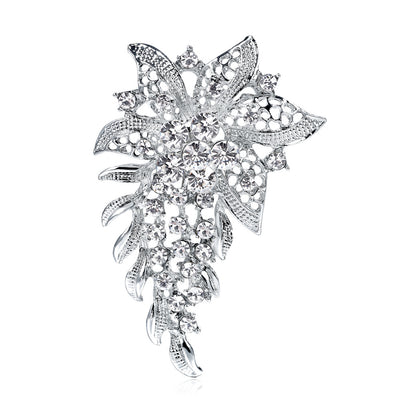 Front product view of the flower brooch pin in silver