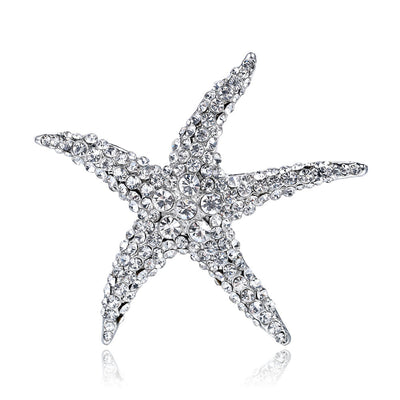 Front product view of the starfish brooch pin in silver