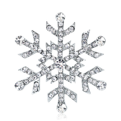 Front product view of the snowflake brooch pin in silver