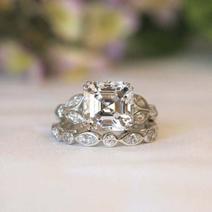 Luxury Floral Square Zircon Princess Couple Rings, Fashion Engagement Jewelry For Women