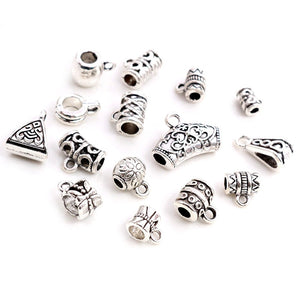 Antique Silver Alloy Three Way Connector Spacer Bead Bail For DIY Bracelet Necklace Pendant Jewelry