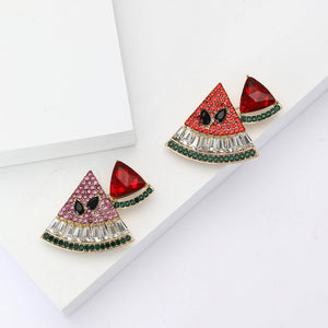 Alloy Rhinestone Watermelon Brooch Pin For Suits And Cardigans