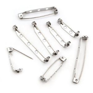 Stainless Steel Rabbit Head And Tail Brooch Base With Locking Safety Pin Clasp