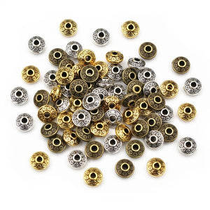 50Pcs 6x6x3.5mm Alloy Spacer Beads Rondelle Separators For DIY Bracelet Necklace Making