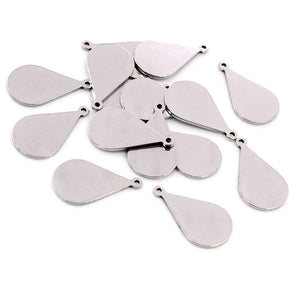 18x10mm Stainless Steel Water Drop Small Pendant Charm For Necklace Bracelet End Tag, 0.8g