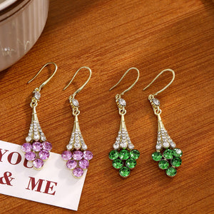 Elegant Vintage Luxury Alloy Rhinestone Crystal Geometric Round Cluster Long Tassel Hook Dangle Earrings