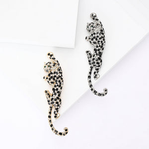 Alloy Rhinestone Enamel Leopard Brooch Pin For Suits And Coats