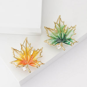 Copper Zircon Maple Leaf Brooch Pin For Women Apparel Decoration