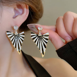Vintage Copper Triangle Stud Earrings With Rhinestone Inlay And Colorblock Enamel For Women