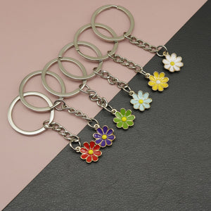 Zinc Alloy Enamel Flower Keychain Minimalist Bag Charm Gift