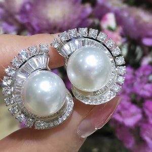 Glossy Geometric Faux Pearl Stud Earrings For Women, Light Luxury Evening Dress Jewelry