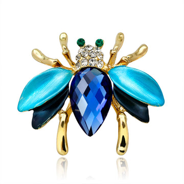 Aqua Blue Bee Two Designs Metal Brooch Pin for Jackets and Lapels