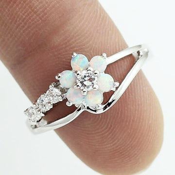 Opalescent Floral Split-Band Ring In Three Color Options