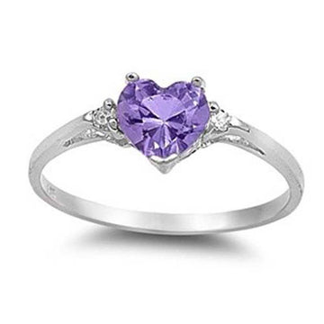 Heart-Shaped Solitaire Ring In Ten Bright Stone Colors