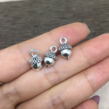 Antique Silver and Bronze Tone Acorn Charms in Mixed Designs